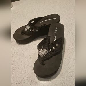 Black Wedge Flip Flops